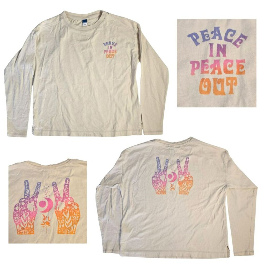 Old Navy Women’s Long Sleeve “Peace In Peace Out” Graphic Shirt Size S
